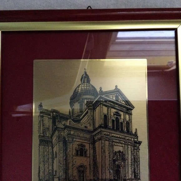 Wall decoration print church metallic red frame - Picture 2 of 5